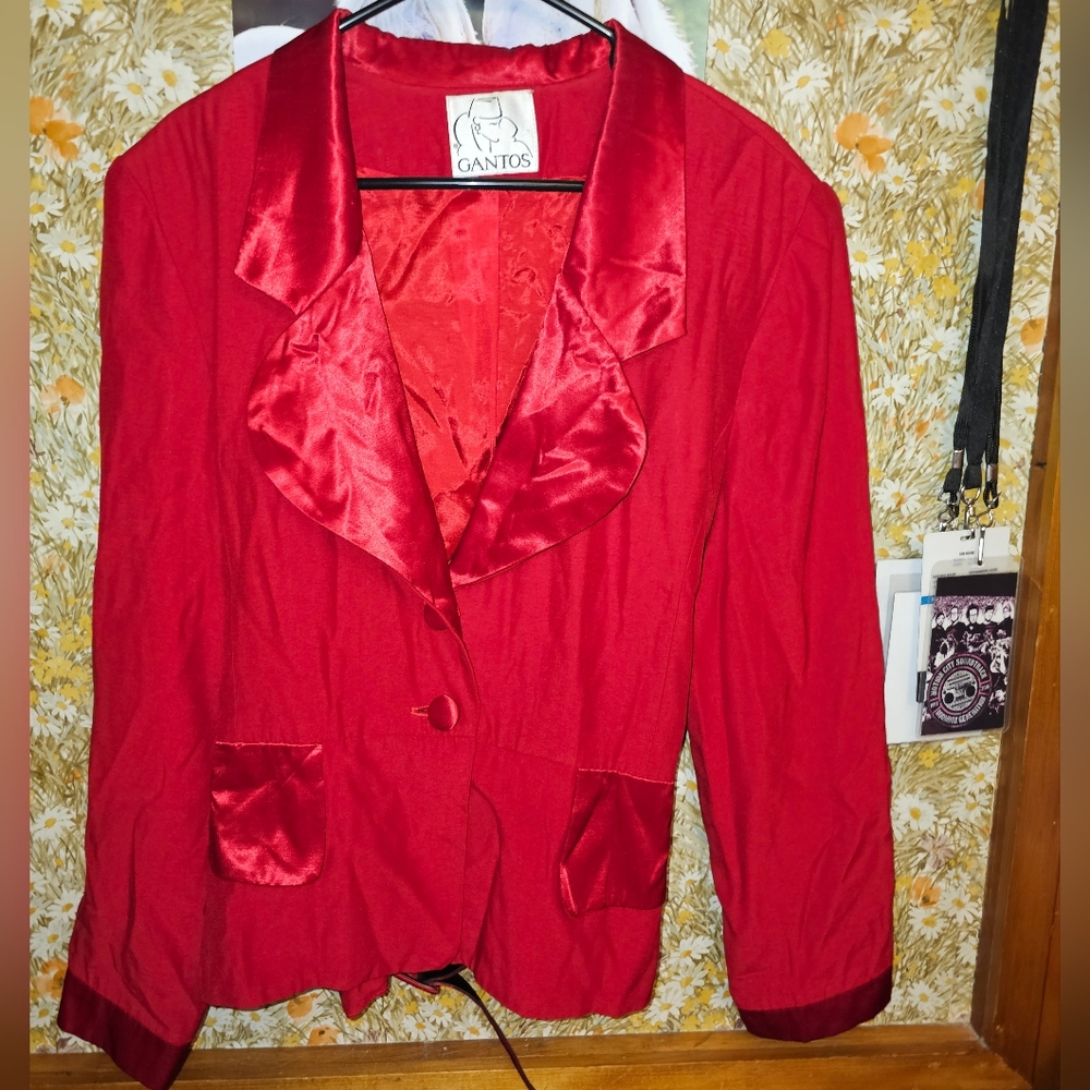 Vintage Bright Red Belted Blazer